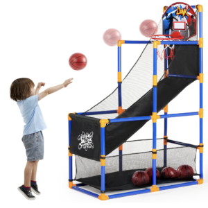 JOYIN Kids Arcade Basketball Game Set with Hoop & 4 Balls Indoor Outdoor Play