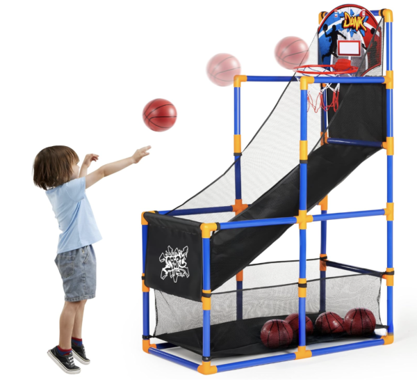 JOYIN Kids Arcade Basketball Game Set with Hoop & 4 Balls Indoor Outdoor Play
