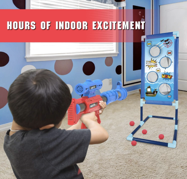 YEEBAY Kids Shooting Game Toy Set with 2 Air Guns, Target & Foam Balls