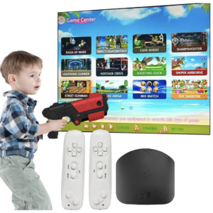 TV Game Console 200+ Built-in Games with 2 Controllers & AR Gun Plug and Play