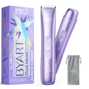 BYART Bikini Trimmer for Women Dual Head Waterproof Painless Electric Shaver