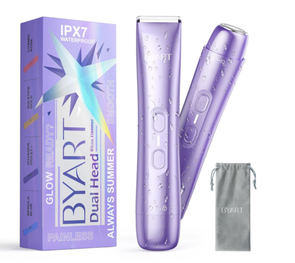 BYART Bikini Trimmer for Women Dual Head Waterproof Painless Electric Shaver